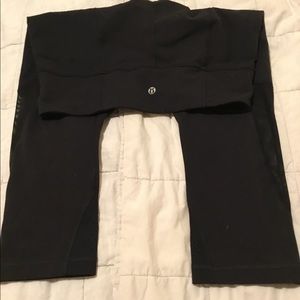 Black wunder under crop leggings with mesh detail